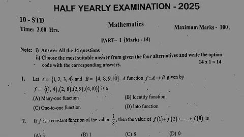 10th Maths Half yearly Question Paper 2025 | English medium