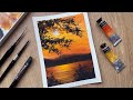 Watercolor Painting For Beginners | Sunset Landscape | Watercolor Tutorial