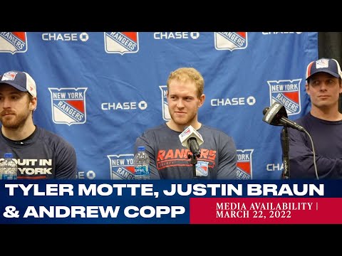 New York Rangers: Tyler Motte, Justin Braun & Andrew Copp Pregame Media Availability | Mar. 22, 2022