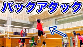 (Volleyball match) Hacker's strong left back attack