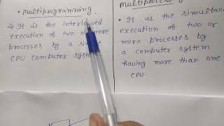#difference between Multiprogramming and Multiprocessing #operatingsystem #unit1 #bsc #bca #msc