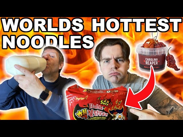 WORLDS HOTTEST NOODLE CHALLENGE (WE ADDED CAROLINA REAPER!) class=