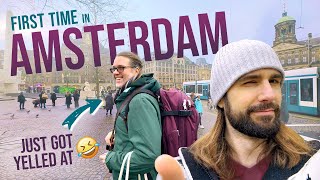 First time Ever Amsterdam | Gay Couple Visit Red Light District, Dam Square & Floating Flower Market