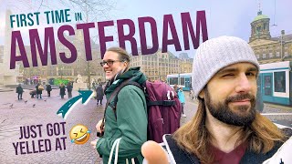 First time Ever Amsterdam | Gay Couple Visit Red Light District, Dam Square & Floating Flower Market
