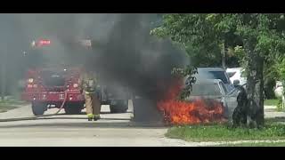 Car caught on fire due to playing music too loud