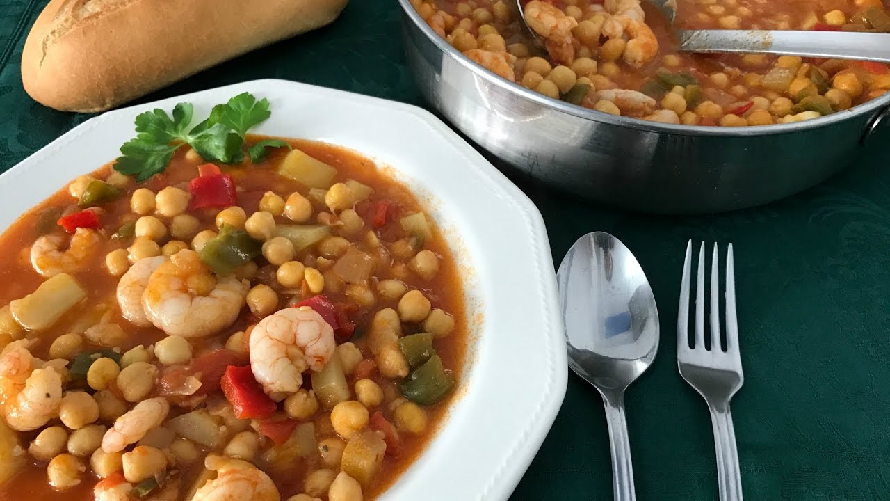 Cómo hacer garbanzos con langostinos