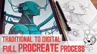 How to turn a TRADITIONAL drawing into a DIGITAL illistration using PROCREATE
