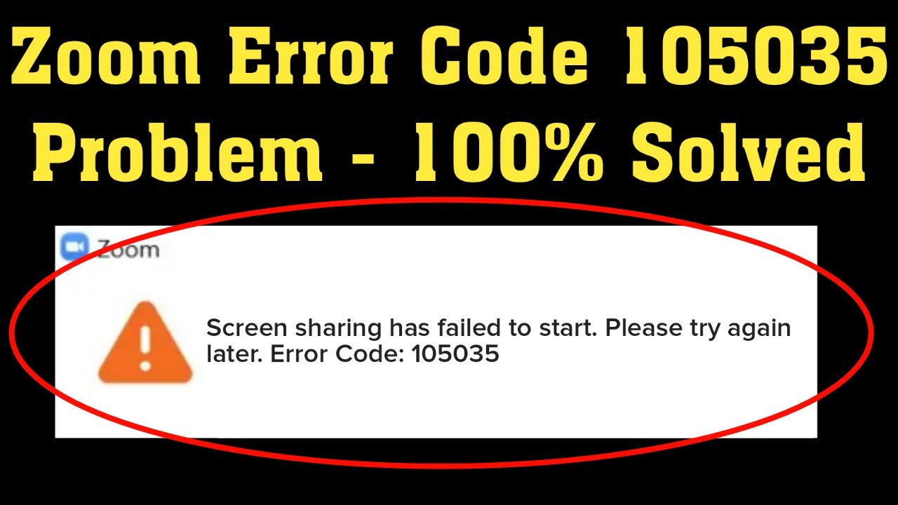 How To Fix Zoom Screen Sharing Has Failed To Start Error Code Zoom Error Code Youtube