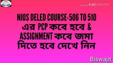 Nios Deled Assignment, PCP, WBA of 2nd year schedule