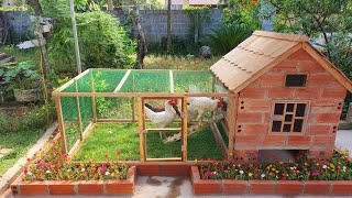 How to make a beautiful chicken coop from red bricks and wood