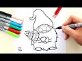 How to draw a Cute CHRISTMAS GNOME | Cómo dibujar un Nomo Navideño