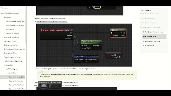06 08 Break AIStimulus AI Controller Setup Behavior Tree Quick Start Guide Unreal Engine