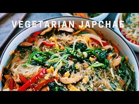 Vegetarian Japchae - Korean Glass Noodle Stir-fry