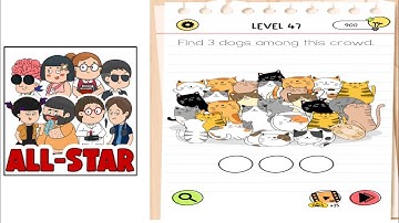 Brain test all star level 47 find 3 dogs among this crowd