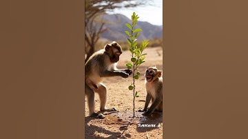 Monkey watered the guava plant and saved it from drying up 😭 #ai #tree #save #watering