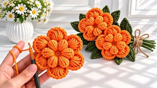 Easy Crochet Flower Bouquet 🌸 Beautiful 3D Crochet Flowers