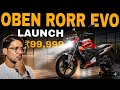 OBEN RORR Evo bike launch ₹99,999Range 180km Speed 110Km/h