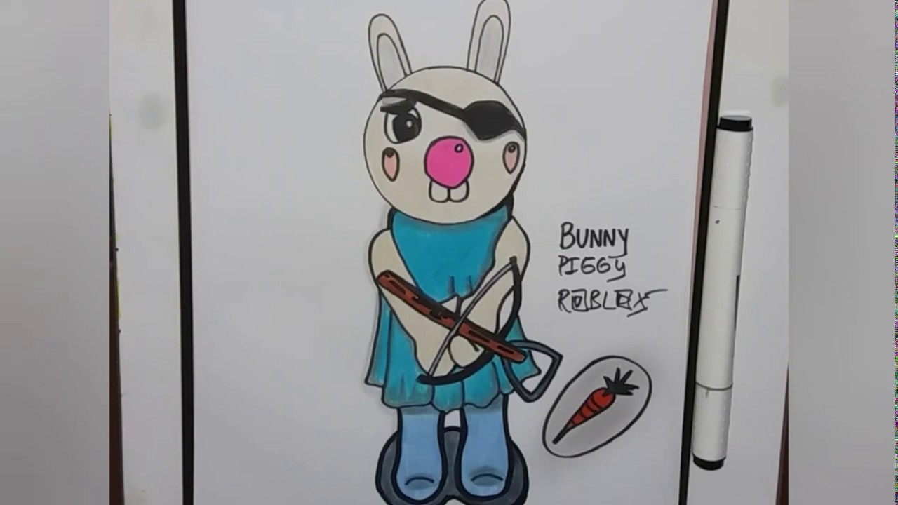 COMO DESENHAR A SKIN BUNNY DO PIGGY ROBLOX  how to draw bunny from piggy  roblox 