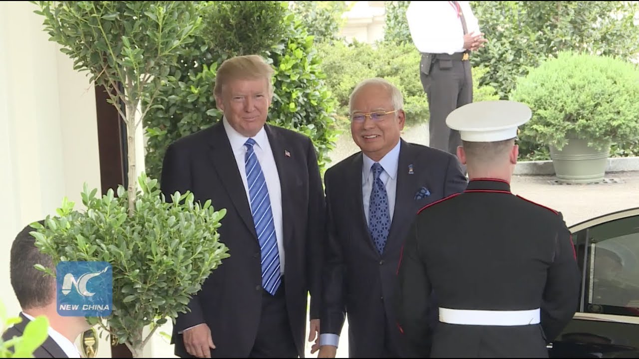 U.S. President Donald Trump welcomes Malaysian Prime Minister Najib Tun Razak at White House