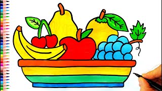 Sepette Meyveler Çizimi 🍌🍐🍎🍇🍊 Meyve Çizimi - Kolay Çizimler - Easy Drawing - How To Draw Fruits?