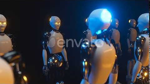 An Endless Corridor of Robots Facing Each Other | Motion Graphics - Envato elements