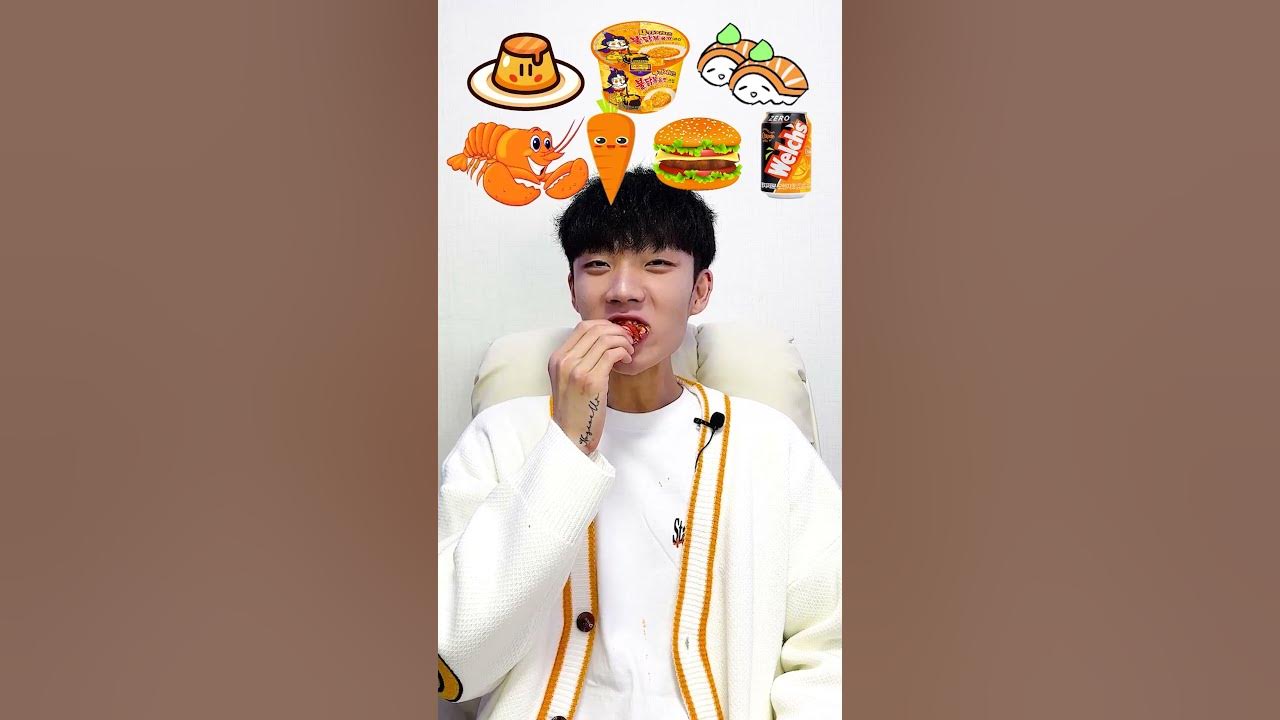 Random Orange food MUKBANG🥕🍔 #shorts