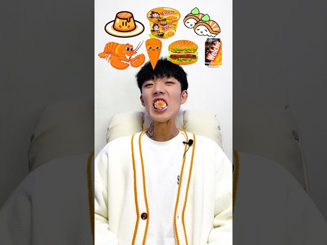 Random Orange food MUKBANG🥕🍔 #shorts class=