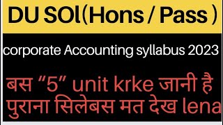 Du Sol corporate accounting latest syllabus 2023