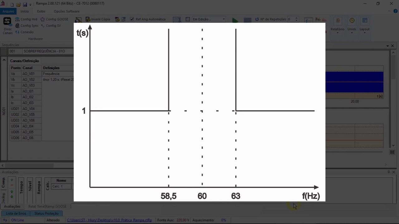 Teste Relé - Função Sub/Sobrefrequência 81 no Software Ramp!