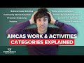 Amcas work  activities categories explained