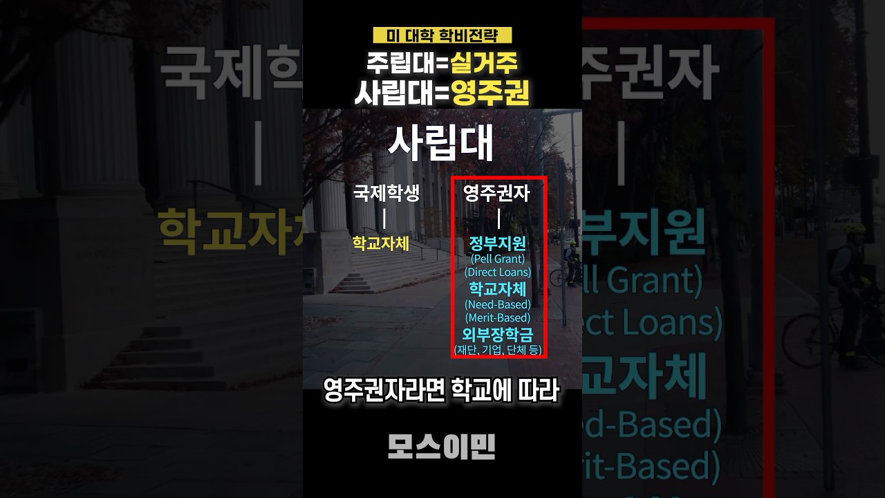 미 대학 학비 전략, 주•사립 모두 영주권 기반