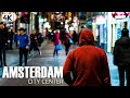 Walking Around Amsterdam at Night | Binaural City Sounds | 4K ASMR