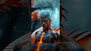 Огненный мужчина дракон, огонь изнутри  #ai #aivideo #shorts