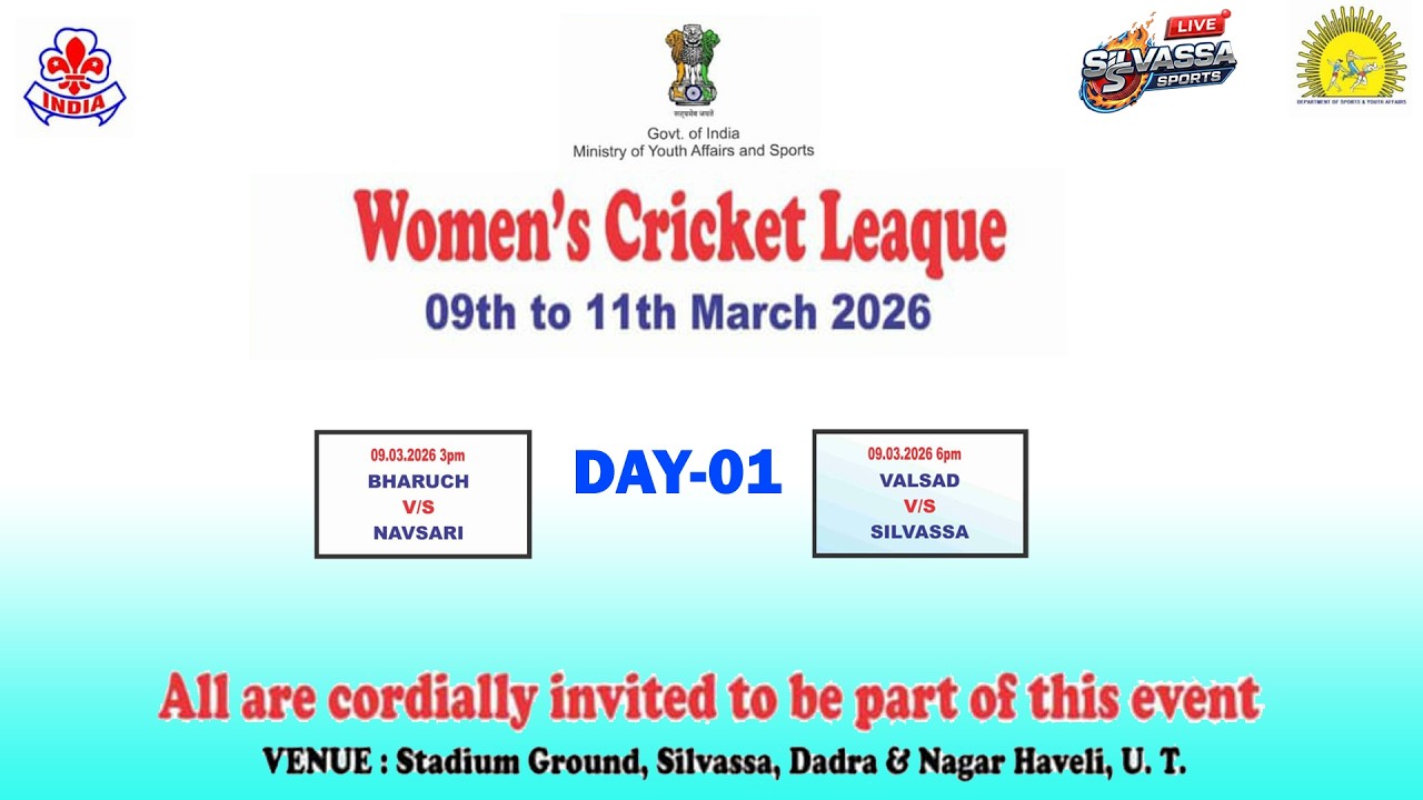 Women's Cricket Leaque 09th to 11th March 2026Stadium Ground Silvassa Dadra& Nagar Haveli ,U.T.