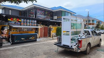 หมูปลาสั้น - งานขนส่งและติดตั้งตู้ปลา 60/3 ชั้นกรองบน พร้อมเชื่อมระบบ Overflow จบวันเดียว Set 1