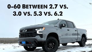 2024 Chevy Silverados 2.7 vs. 3.0 vs. 5.3 vs. 6.2 0-60 on GPS