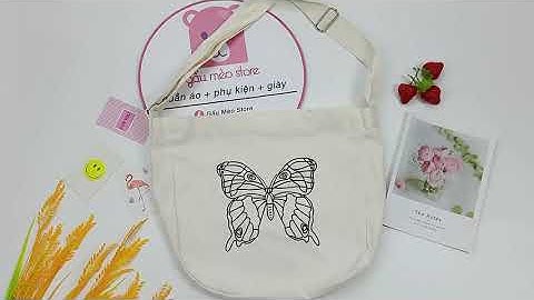 Túi canvas tote bướm to unisex đeo chéo cực đẹp