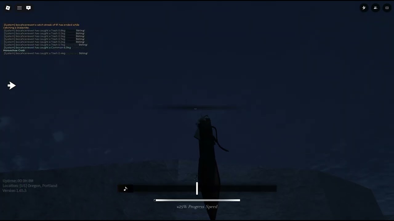 Trying to catch 2 serene strings using duskwire (16th glitch potion) sped up