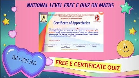 Free E quiz 2020 with answers - Nationallevel Free E quiz with free e certificate- Free Online quiz