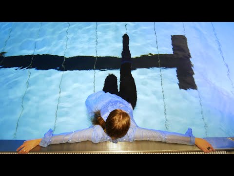 Suede boots in the pool