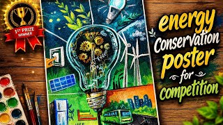 Poster making on energy conservation competition// Save energy poster making 