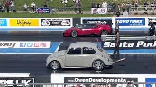 Santa Pod 2023 VW Beetle vs Lamborghini Huracan Performant