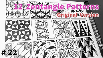 12 Zentangle Patterns Tutorial StepbyStep for Beginners #22 | 12 Doodle Patterns | Original Version