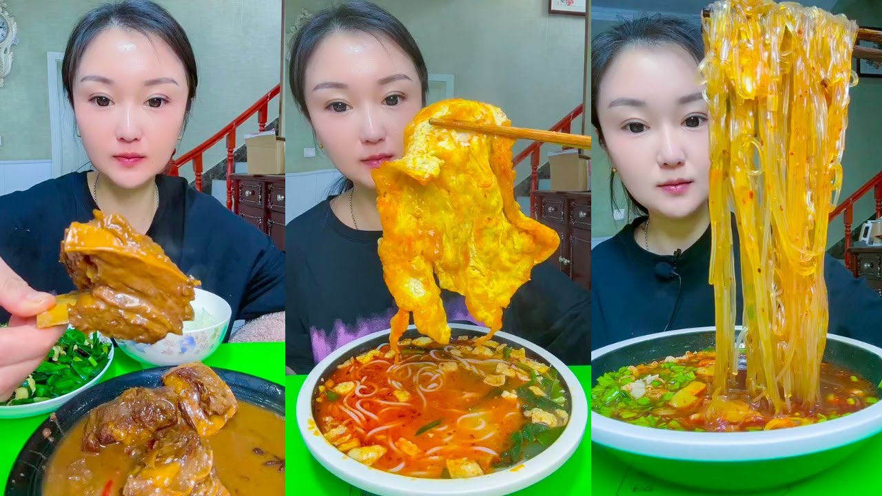 Eating Braised Pork And Snail Noodles, Hot Sour & Sour Noodle Chinese Eating Braised Pork And Snail Noodles, Hot Sour & Sour Noodle Chinese