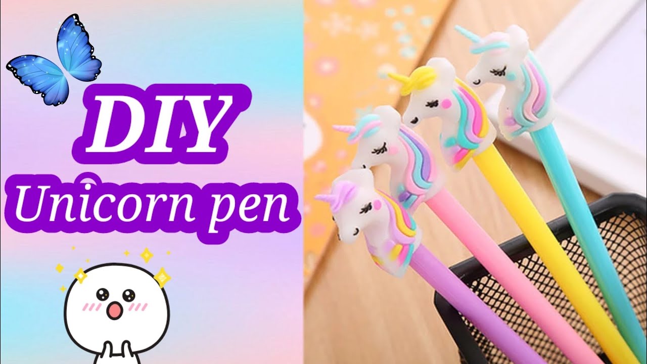 Homemade unicorn pen /how to make cute unicorn pen without plastic, Homemade  pen