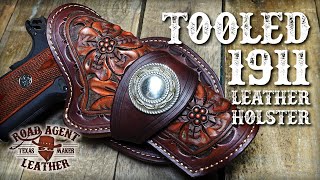 Making a tooled leather 1911 holster Leathercraft ASMR