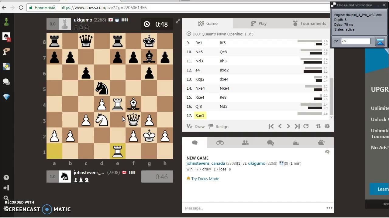 ChessBot playing bullet game at FlyOrDie.com 