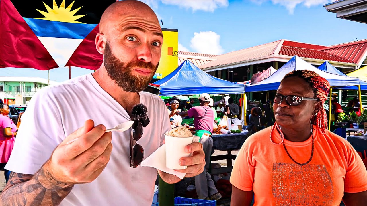 Exploring Saint John’s Antigua Market Through a Food Tour – Discovering Antiguan Cuisine for the First Time! 🇦🇬 – Video