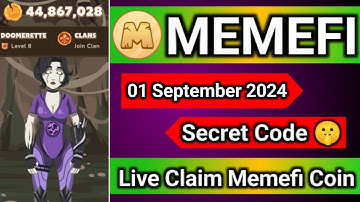Memefi Secret Reward Combo Today 01/09/2024| Memefi 2,000,000 Coins Code