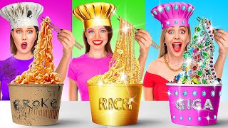 GADIS KOTA VS GADIS DESA || Tantangan Memasak Kaya vs Miskin! Mahal vs Murah oleh 123 GO! FOOD